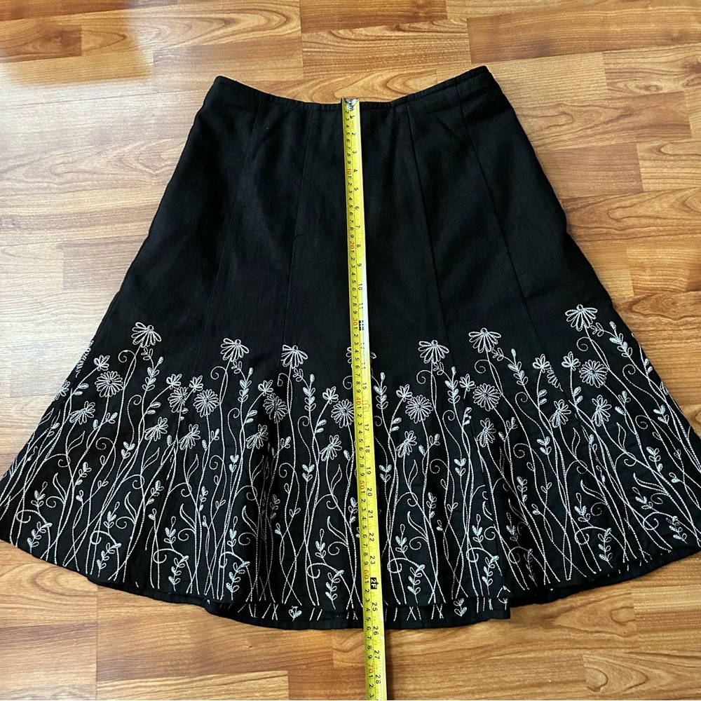 3/$20 Christopher & Banks black embroidered skirt - Picture 3 of 7